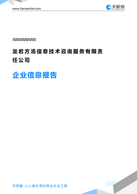 龙岩方浩信息技术咨询服务有限责任公司企业信息报告-天眼查